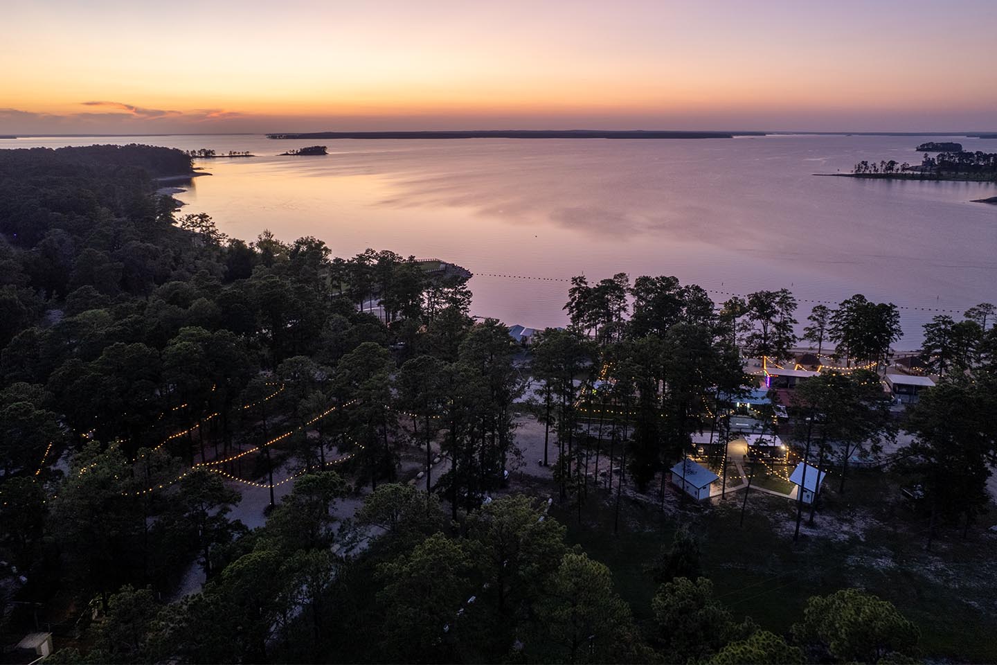 district 255 aerial at dusk