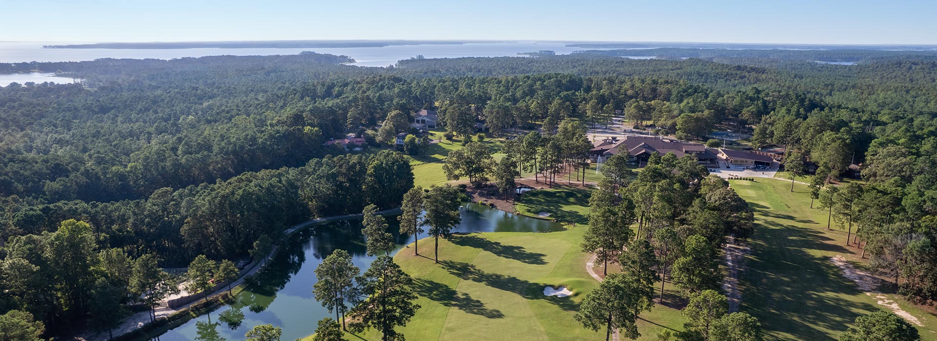 Aerial of Rayburn Resort Golf Course with Lake Sam Rayburn the the background
