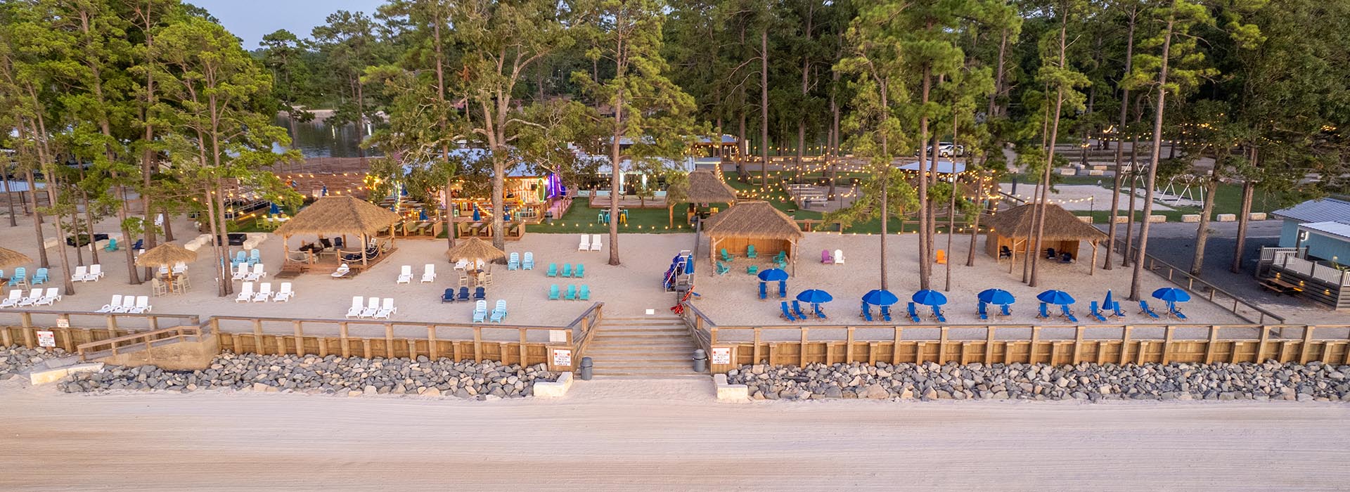 the-district-on-255-overhead white sand beach on lake sam rayburn
