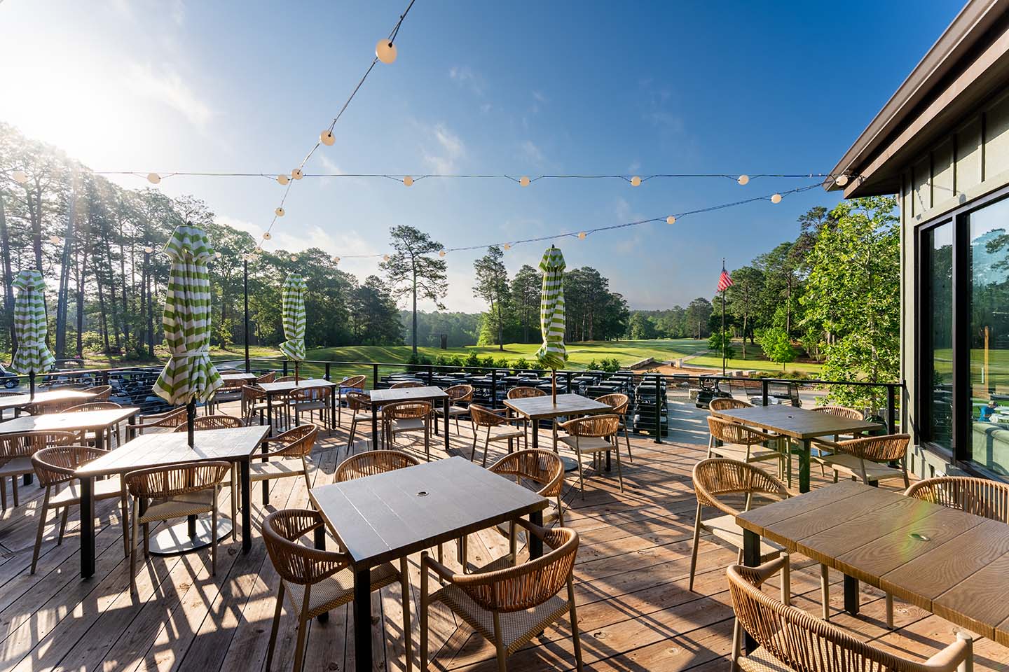 Lucky's Pub and Grub Seating with Golf Course View